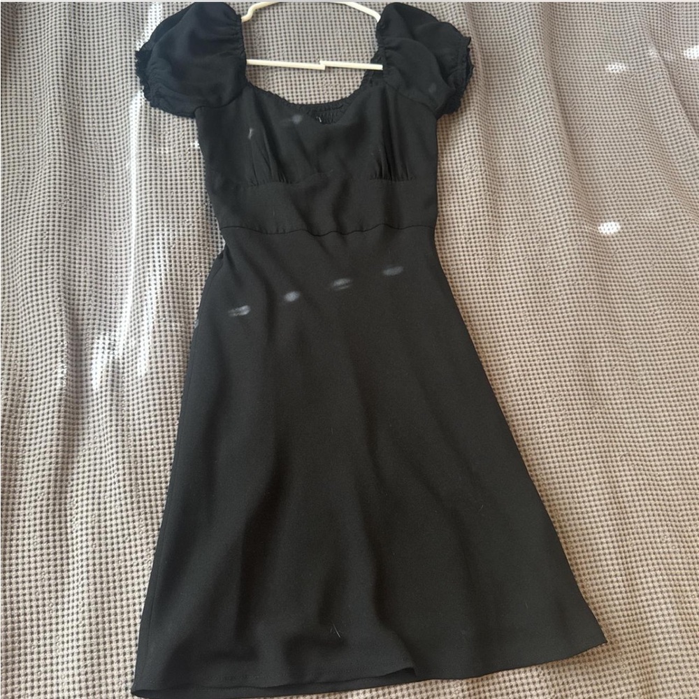 Hollister Elegant Black Mini Dress with Puff Sleeves